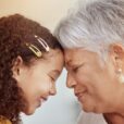 Grandmother and grandchild captured in a meaningful moment.