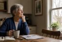 Older adult sitting quietly at a kitchen table reflecting on loneliness and connection in later life.